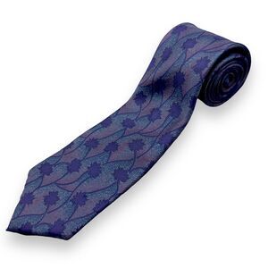 Damon Mens Silk Dress Tie Made in USA Vintage Blue Floral Pattern‎ 58" 3.5"